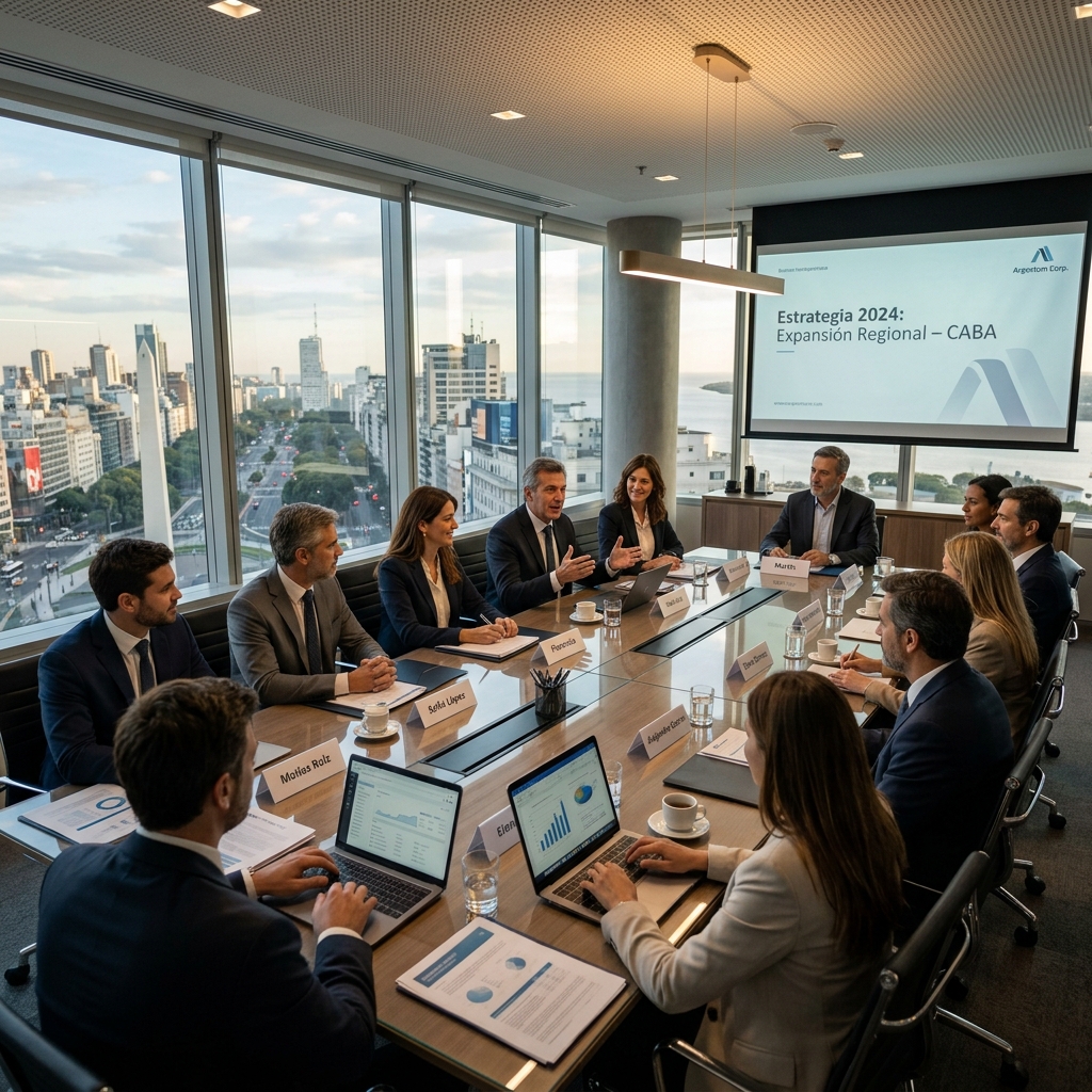 Equipo ejecutivo en sala de reuniones